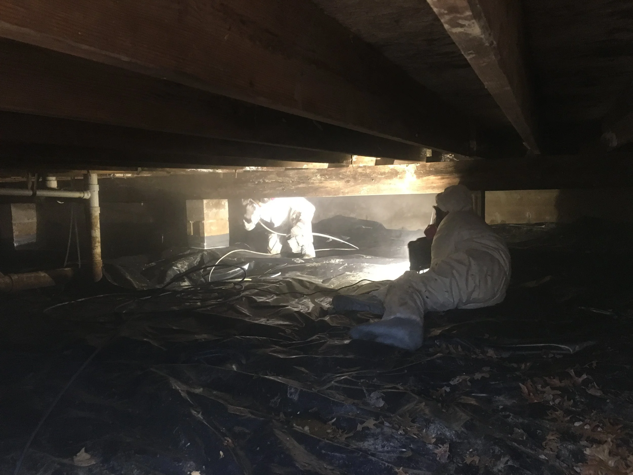 Crawl-space moisture service work